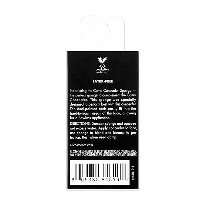 e.l.f. Camo Concealer Sponge, Makeup Sponge With Latex Free Foam & Dual-Pointed Ends For Blending, Vegan & Cruelty-Free