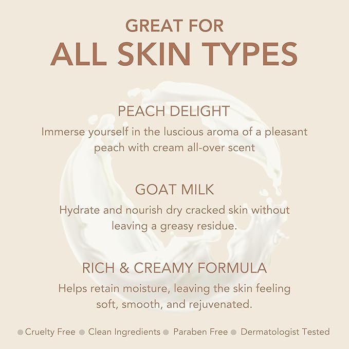 Dionis - Goat Milk Skincare Scented Hand Cream (1 oz) Set of 6, Moisturizing Lotion for Dry Skin, Good for Sensitive Skin, Cruelty-free and Paraben-free (Peach Delight)