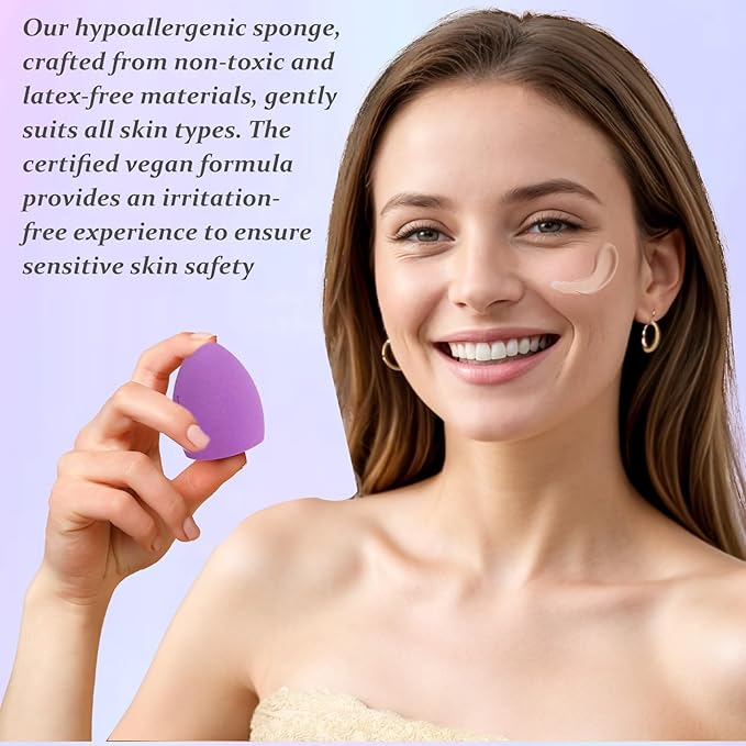 7-Pack Makeup Sponges Set - Angled Teardrop Beauty Blenders, Non-Latex Ultra-Soft & Quick-Dry, Hygienic Cosmetic Sponges for Seamless Liquid/Powder Blending (Multicolor)