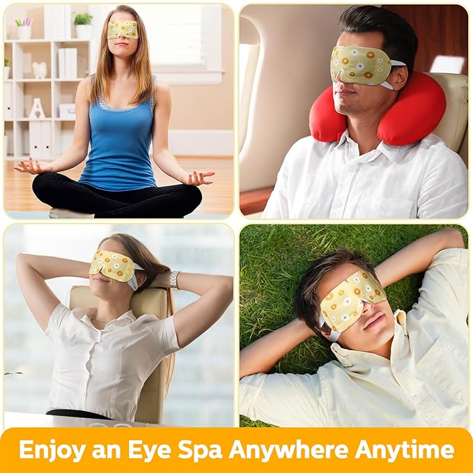 50 Packs Steam Eye Mask for Dry Eyes Spa Warm Sleep Eye Mask Self Heating Disposable Eye Masks for Home Office Travel Eyestrain Relieve (Chamomile Scent)