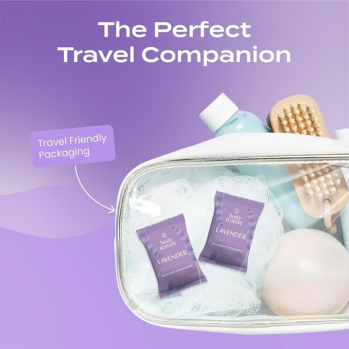 Body Restore Shower Steamers Aromatherapy 15 Pack - Christmas Stocking Stuffers, Birthday Gifts for Women, White Elephant, Relaxation, Self Care for Men - Lavender