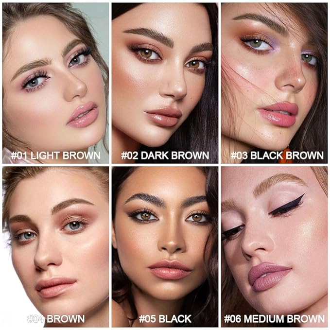 evpct 1Pcs Light Brown Magic Microblading Dual-Ended Eyebrow Contouring Pen Brow Pencil, with 4 Brush Micro-Fork-Tips Applicator and Precise Brush-Tip, Hair Like Strokes, with Dual-ended Eyebrow Brush