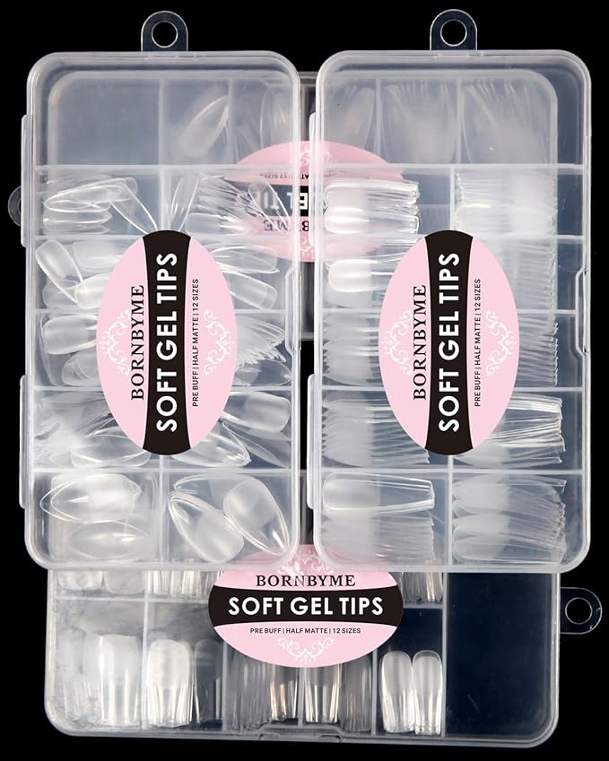 XXL Square Nail Tips, BORNBYME 120 PCS Gel x Nail Tips Stright Nails Full Cover Clear False Nail Tips