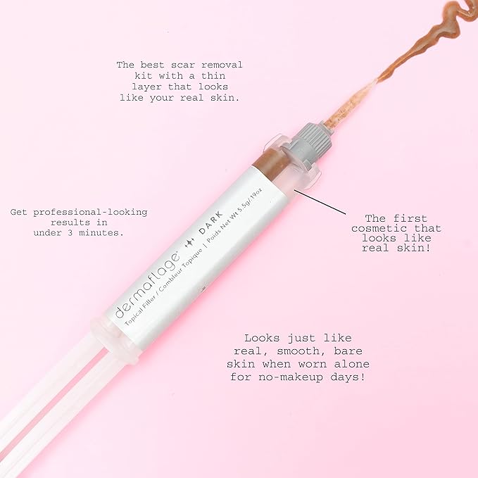 Dermaflage Scar Filler Kit - Bronze Dark - Deep Scar Cover and Waterproof Concealer for Acne Scars Wrinkles, and Ice Pick Scars Makeup, 1 mo supply