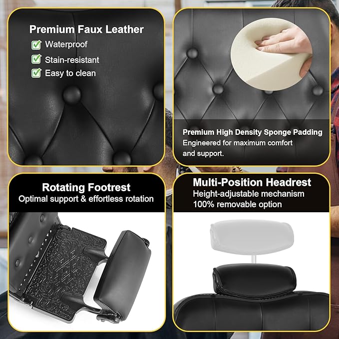 Vintage Barber Chair Heavy Duty Barber Chairs for Hair Stylist Hydraulic Reclining Salon Chair Beauty Spa Equipment Retro Style Barber Chair