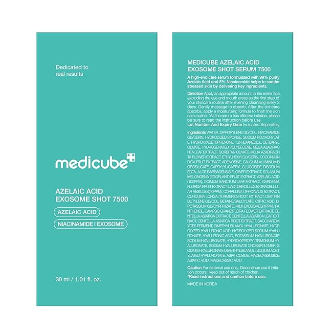 medicube Azelaic Acid Exosome Shot Serum 7500 – Deep Hydration for Smooth, Even Skin Texture | Use for After Spot Care, with Azelaic Acid, Niacinamide | Korean Skincare, 30ml / 1.01 fl.oz