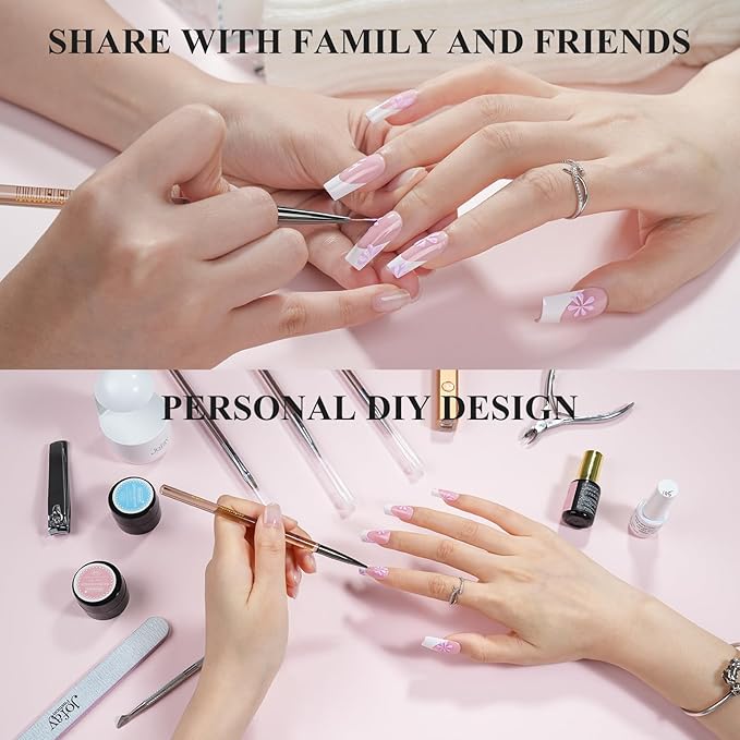 French Gel Nail Tips - Jofay Fashion French Tip Press on Nails, 10-Piece Set 320Pcs Short Square Nail Tips, Pre-applied Tip Primer & Base Coat, No Need to File Fake Nails for Nail Extension, 16 Sizes