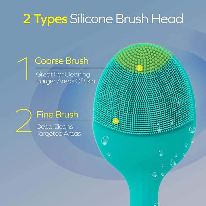 Perry Ellis 4-Speed Gentle Facial Cleansing Brush for Women, Rechargeable Vibrating Silicone Face Scrubber with Cooling Plate, IPX6-Waterproof Massager, Deep-Cleaning and Exfoliating Skin-Care Tool