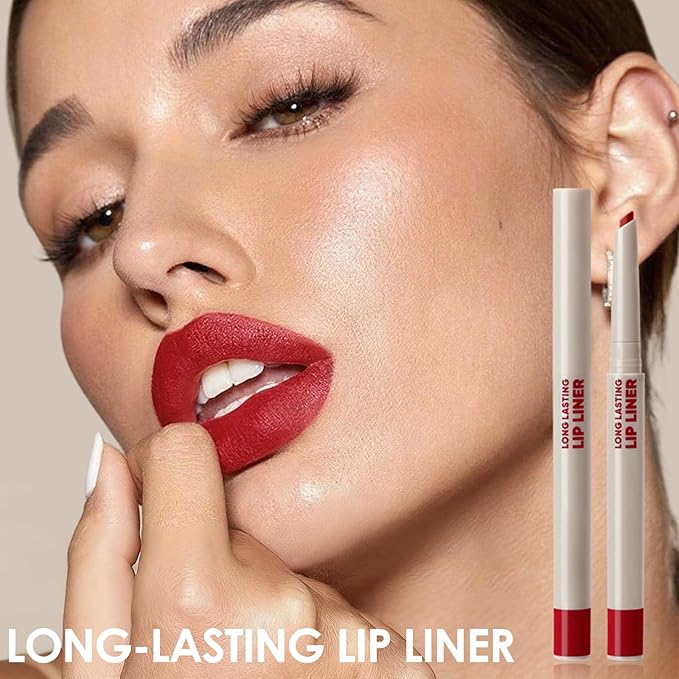 Erinde Long-Lasting Lip Liner Pencil, 2-in-1 Matte Lipliner Pencil for Sculpting & Filling, Rich Color Creamy Waterproof Lip Liner Crayon, Lip Contour Tint Makeup, Vegan & Cruelty-Free, 08 Oxblood Red