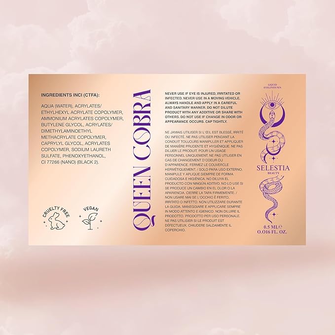 Black Liquid Eyeliner Pencil Queen Cobra – Long-Lasting – Quick-Drying, No Flaking – Thin Applicator & Intense Color – 0.016 fl.oz