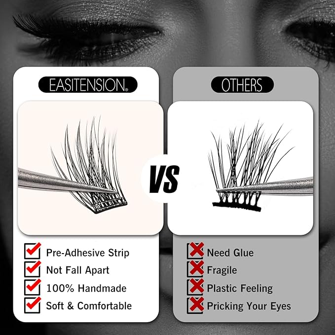 156 PCS Self Adhesive Eyelashes Clusters Kit Lash Clusters DIY Eyelashes Pre Glued No Glue Needed No Remover No residue