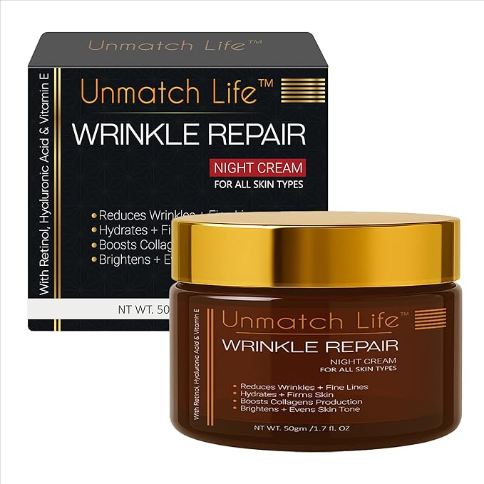 Retinol Anti-Aging Night Cream – Wrinkle Repair Moisturizer with Hyaluronic Acid, Collagen & Peptides – Firming & Hydrating Face Cream for Women & Men – All Skin Types