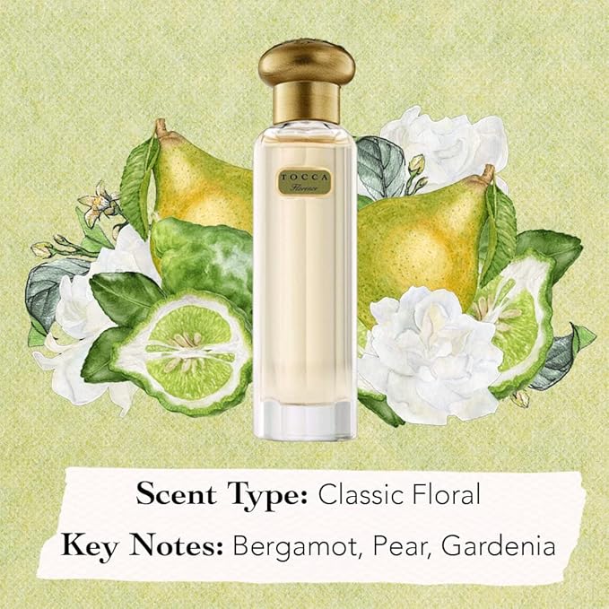 Tocca Florence Perfume for Women, 0.68 oz (20 ml) - Classic Floral, Bergamot, Pear, & Gardenia Fragrance