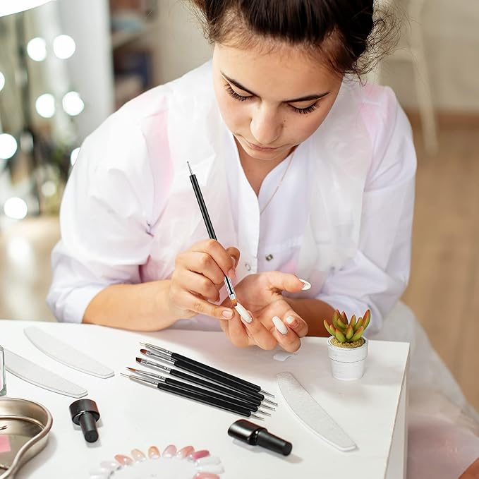 Artdone Nail Dotting Tools 6PCS Double-ended Nail Art Brushes Kit Nail Art Gel Polish Liner Brushes Design Pen For Nail Drawing And Nail Paint Brushes Small Detail Brushes