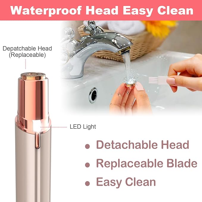 Facial Hair Remover for Women - Removal Shaver for Women - USB Rechargeable Lady Face Razor Trimmer for Face Lips Chin Peach Fuzz Arms Legs and Bikini Line
