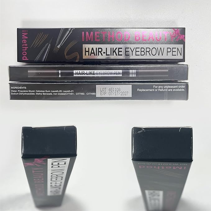 iMethod Microblading Eyebrow Pen - Eyebrow Pencil Magical 2-in-1 Dual-Ended Eye Brow Pencils for Women with 4-Fork-Tip & Precise Brush-Tip Create Natural Hair-Like Brows, Last All-Day, Light Brown