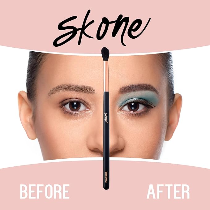 Skone Cosmetics Blending Eye Brush - Synthetic Eye Blending Brush - Professional Grade Nylon Blending Brush Used To Blend Eye Shadow Edges and Fine Lines - Blending Brush For Makeup Eyeshadow