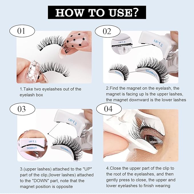 Elara Craft Magnetic Eyelashes,Magnetic Eyelashes with Applicator,2025 New Magnet Lashes Natural Look,Reusable No Glue Needed Soft Lashes Kit for Women Daily Use(02+03+06)