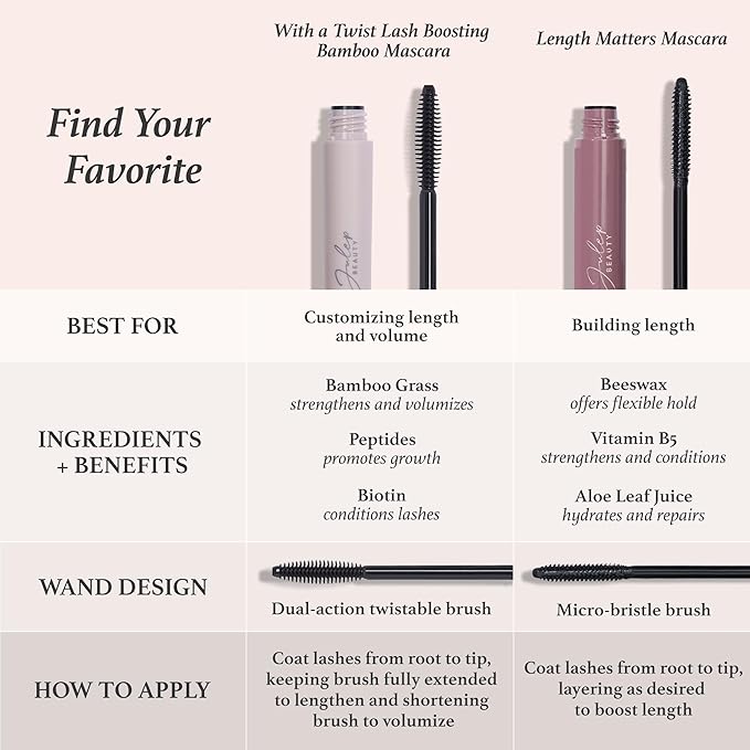 Julep Length Matters Buildable Lengthening Mascara & Green Tea Makeup Removing Cleansing Balm | Volumizing Mascara & Gentle Makeup Remover Duo | Long-Lasting, Smudge-Proof Lashes + Hydrating Cleansing