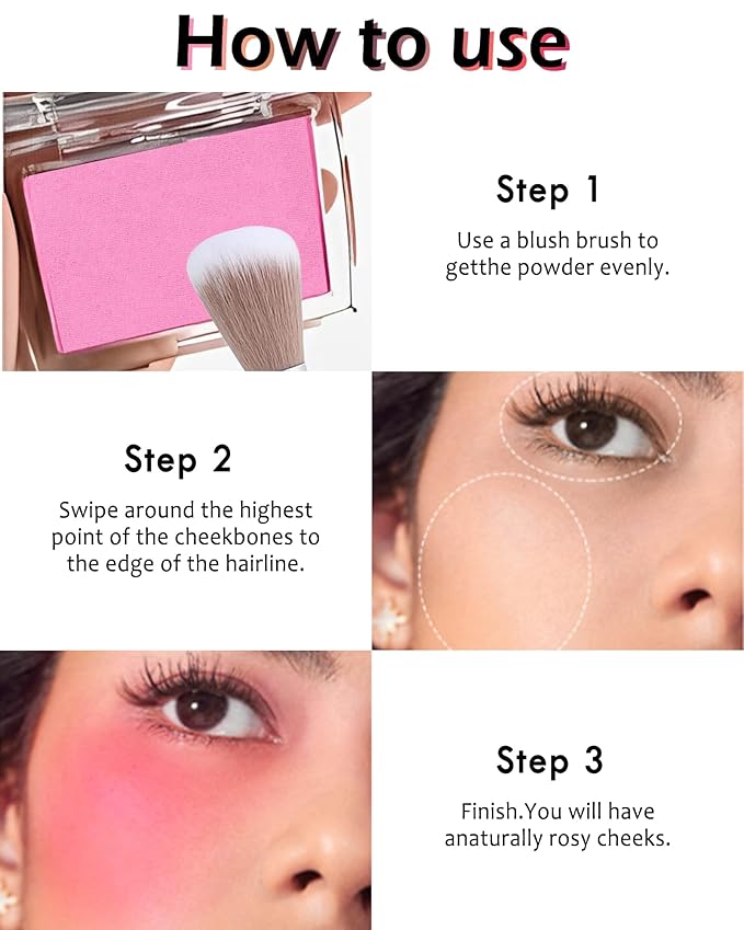 Powder Blush Palette, Matte Powder Makeup Blush for Cheeks, Natural Glow Face Blush Contour Palette, Lightweight, Smooth, Highly Pigmented Buildable Color, Long-lasting All-Day Face Enhancing -#Cherry