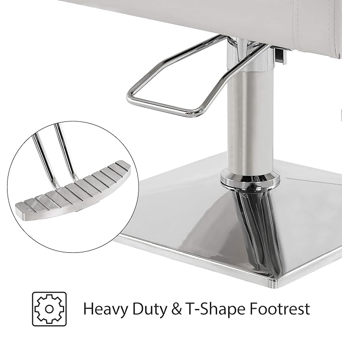 BarberPub Salon Chair for Hair Stylist, Hydraulic Barber Styling Chair, Beauty Spa Equipment 8813 (6" Seat Height Adjustment) (White)