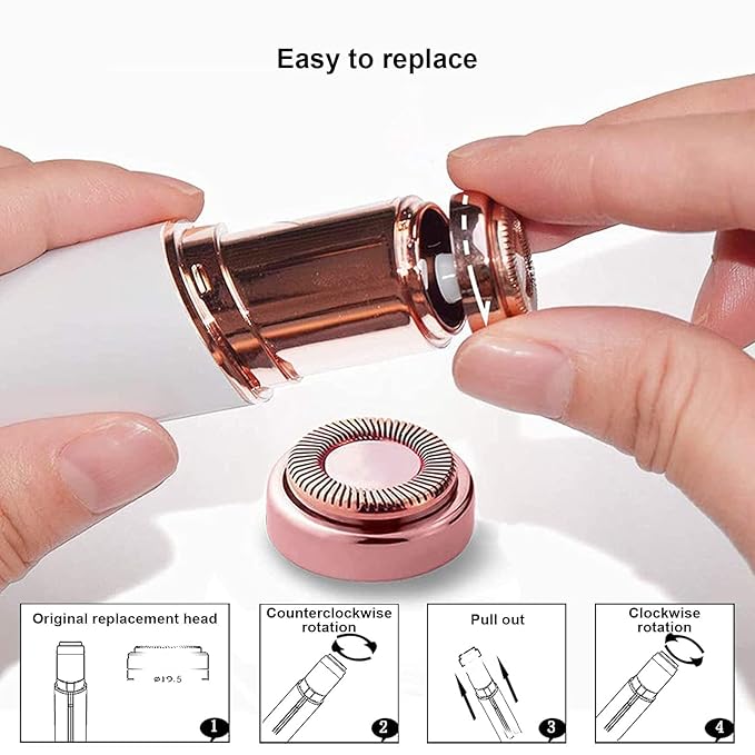 Facial Hair Remover for Women Replacement Heads for Generation (2PC)- as Seen on TV Painless Face Shaver -Mini Hair Remover, Electric Razor Shaver Portable
