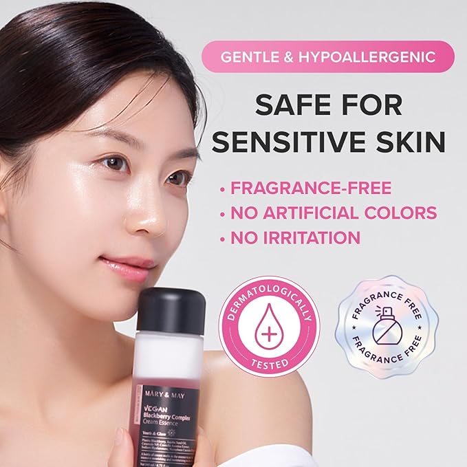 Mary&May Vegan Blackberry Cream Essence | Milky Essence Toner | Deep Hydration | Korean Skincare | Strengthens Skin Barrier | Plumping & Firming | Lightweight Formula (140ml/4.73 fl.oz.)