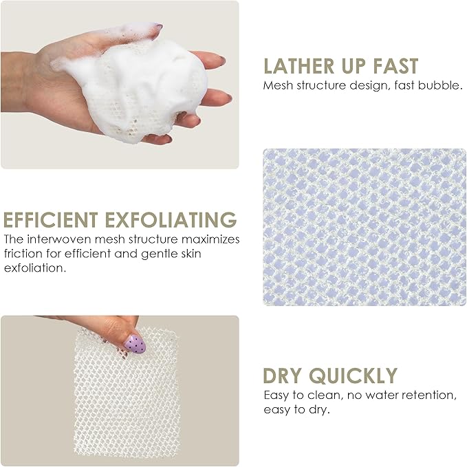INNERNEED Exfoliating Net Cover Sponge Bath Scrubbing Loofah Rough Washcloth Case 4pcs, Only for INNERNEED Silicone Body Brush (Only Case)