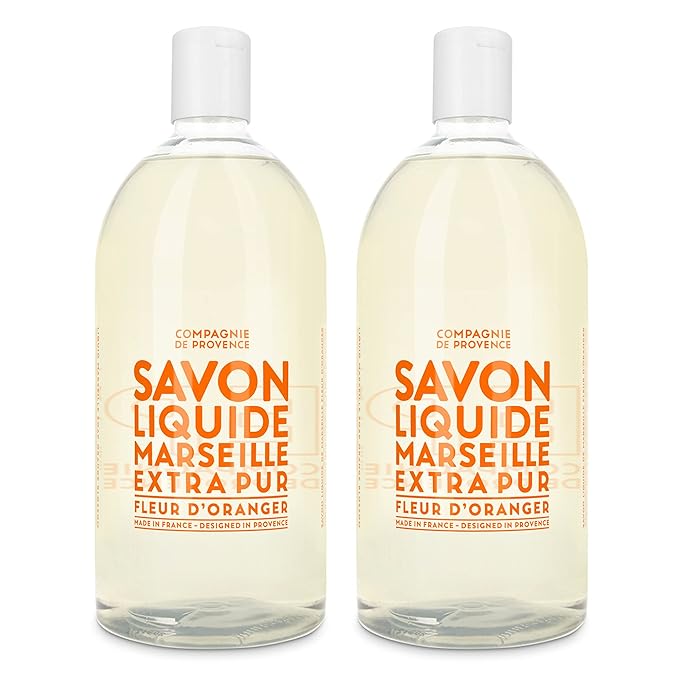 Compagnie de Provence Savon de Marseille Extra Pure Liquid Soap - Orange Blossom - Bulk 67.6 Fl Oz Plastic Bottle Refill