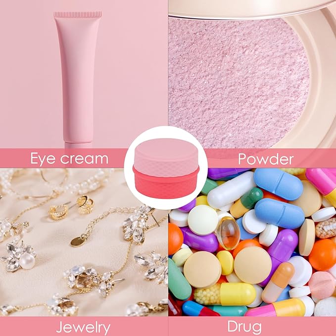 2 Pack Silicone Makeup Containers, Leak-Proof Travel Cosmetic Jars for Creams with Lid, Travel Essentials Accessories for Toiletries (Pink, Purple)