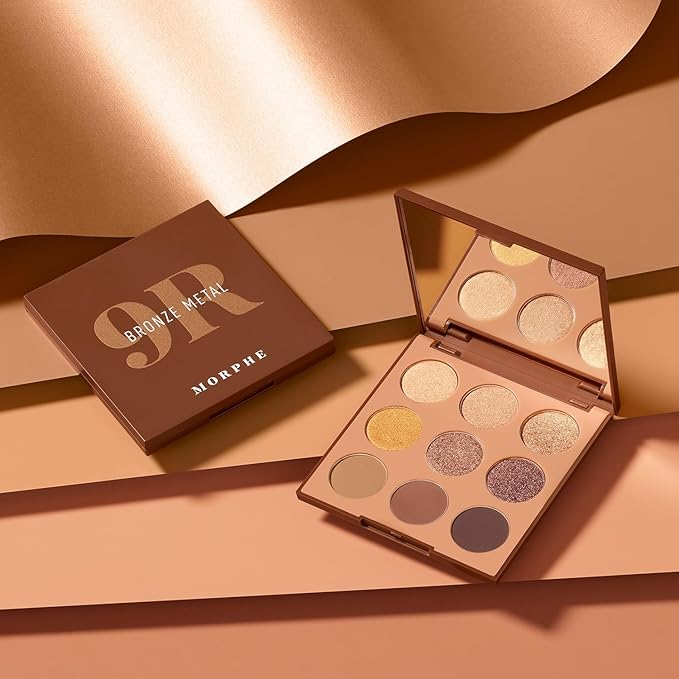 Morphe 9R Bronze Metal Artistry Palette - Brown & Bronze-Toned Makeup Palette with Matte and Shimmer Finishes - Highly Pigmented Eye Makeup with a Blendable & Buildable Formula (0.35 oz)