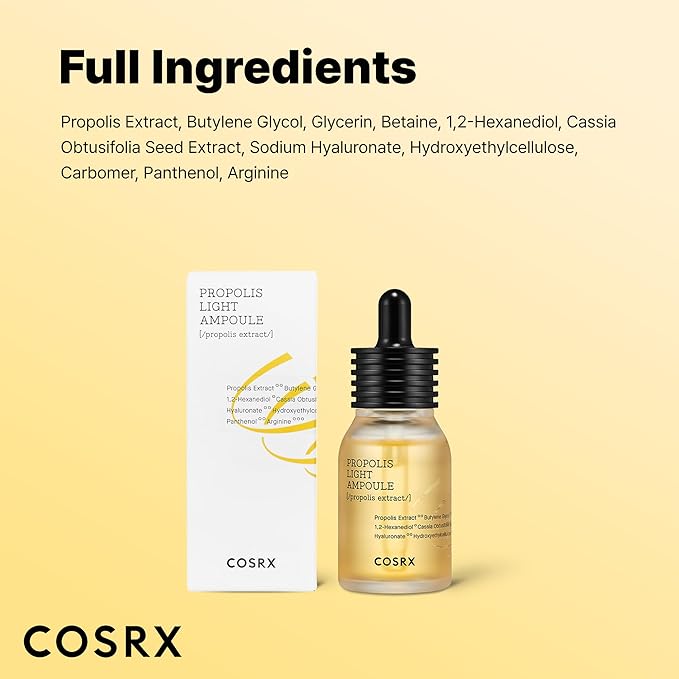 COSRX Propolis Ampoule, Glow Boosting Serum for Face with 73.5% Propolis Extract, 1.01fl.oz/30ml, Hydrating Essence for Sensitive Skin, Fine Lines, Uneven Skintone, Korean Skincare, Stocking Stuffers