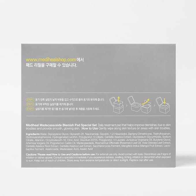 (Only Refill) Mediheal Madecassoside Blemish Pad (100 ) - Cotton Facial Toner Pads for Anti Blemish to Improved Uneven Skin Tone - Vegan Gauze