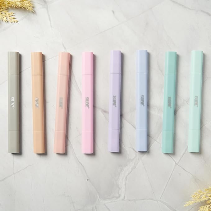 BLIEVE- Aesthetic Bible Highlighters No Bleed Through Assorted Colors, Cute Highlighter Dual Tip For Journaling Supplies And School Accessories, Bible Highlighters And Pens No Bleed (PASTEL)