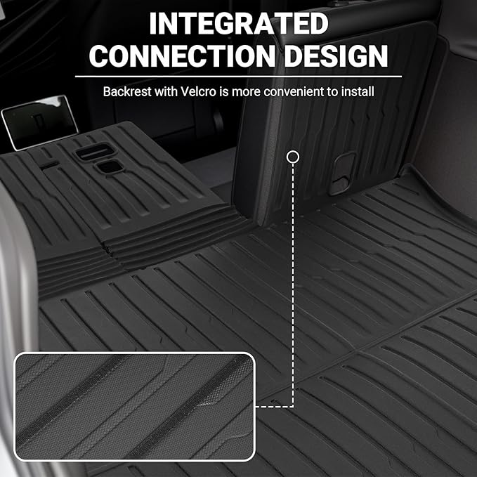 2025 2026 Tesla Model Y Juniper Floor Mats Newly Upgraded Heavy-Duty TPE Floor Mats All-Weather anti-slip Front and Rear Cargo Liner 2nd row Seat Back Pad Trunk Mat Interior Accessories,Full Set 9 PCS