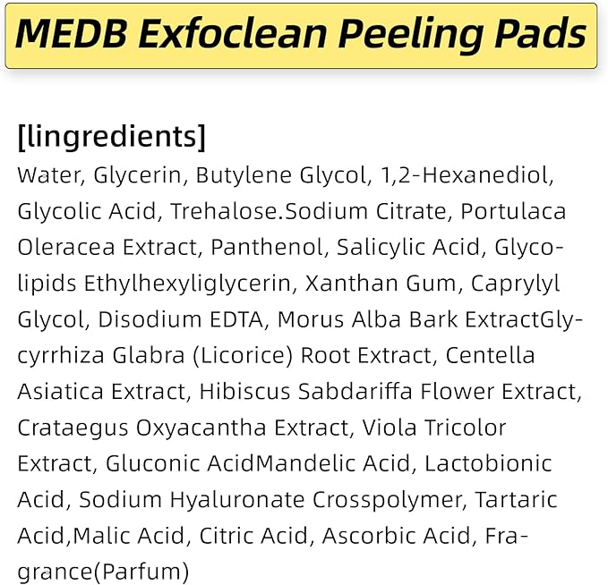 MEDB Exfoclean Peeling Pads Korean Skincare Exfoliating Face Pad with AHA & BHA Face Exfoliator Toner Pads with Salicylic Acid Brightening, Hydrating, Pore Care, for Radiant & Clear Skin, 60 Counts