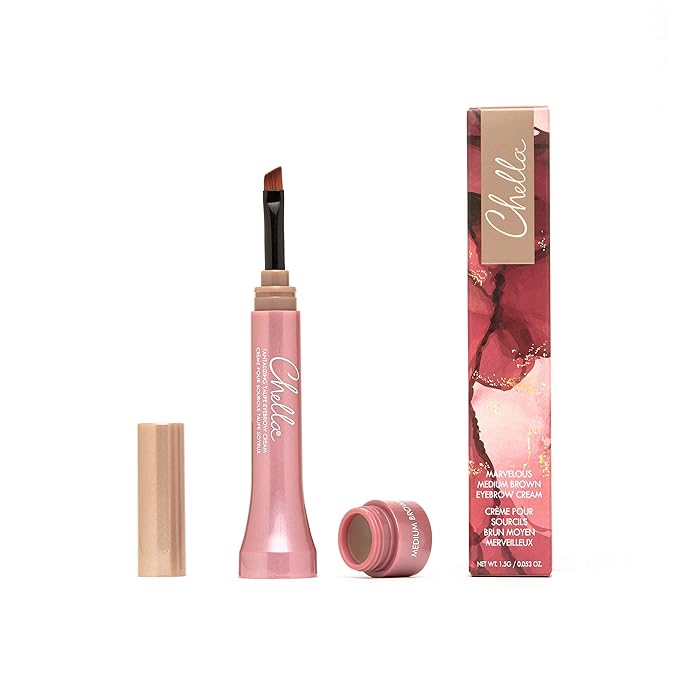 Chella Eyebrow Cream, Marvelous Medium Brown - Vegan, Cruelty Free, Paraben Free, Gluten Free Eyebrow Pomade Makeup - Long Wearing, Velvet Consistency, Water Proof