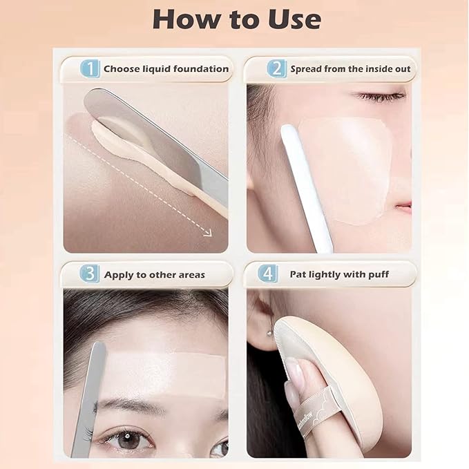 Picasso Makeup Spatula and Palette Set, Korean Makeup Spatula with Leather Cover, Stainless Steel Makeup Palette with Scraper Tool, Metal Foundation Palette for Cosmetic Pigment Blendingļ¼SSļ¼