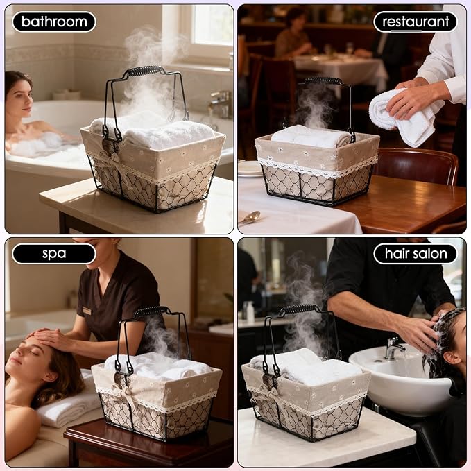 Hot Towel Caddy with Clip Set, Specifically Designed for Salons Spas Homes and Bathrooms to Store Heated Towels, Can Hold Approximately 10 Pieces, Hot Towel Warmer Essential
