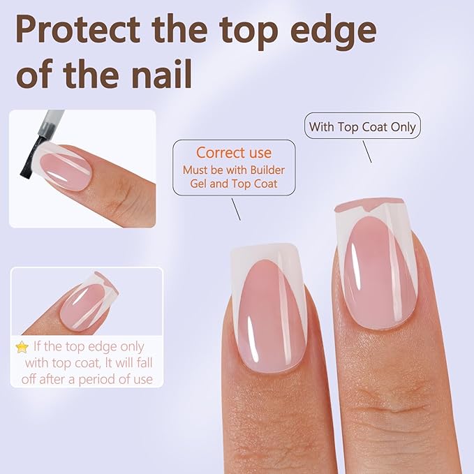 Misssix French Gel Nail Tips, 160Pcs Deep Almond French Tip Press on Nails Short Square, No Need to File Tips Pre-lasting, Fake Nails for Nail Art DIY 16 Sizes