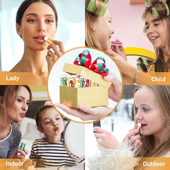 DMSKY 60 Pack Lip Balm, Natural Lip Balm Bulk, Moisturizing Lip Balms with Vitamin E and Coconut Oilfor Chapped Lips-12 Flavors