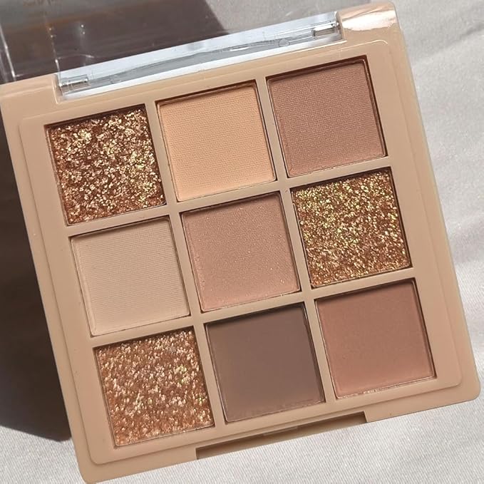 Eyeshadow Palette Makeup- 9 Colors Naked Eyeshadow Palette Matte Shimmer Korean Natural Eye Shadow palettes Highly Pigmented Naturing-Looking Long Lasting (#01)