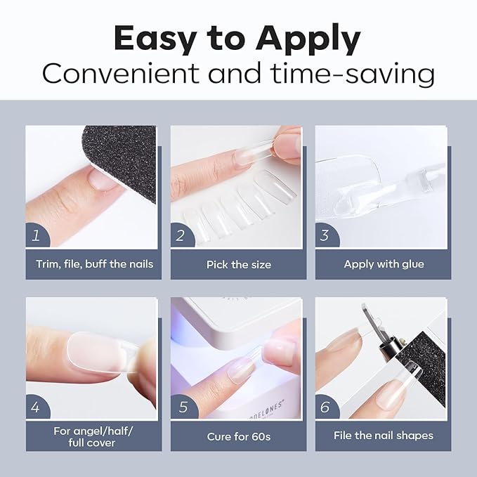 Modelones Medium Round Oval Fake Nail Tips - 510Pcs Gel Tips Pre-shaped Half Matte Full Cover Clear Acrylic Gel Kit False Press on Nails for Extension DIY Salon 15Sizes