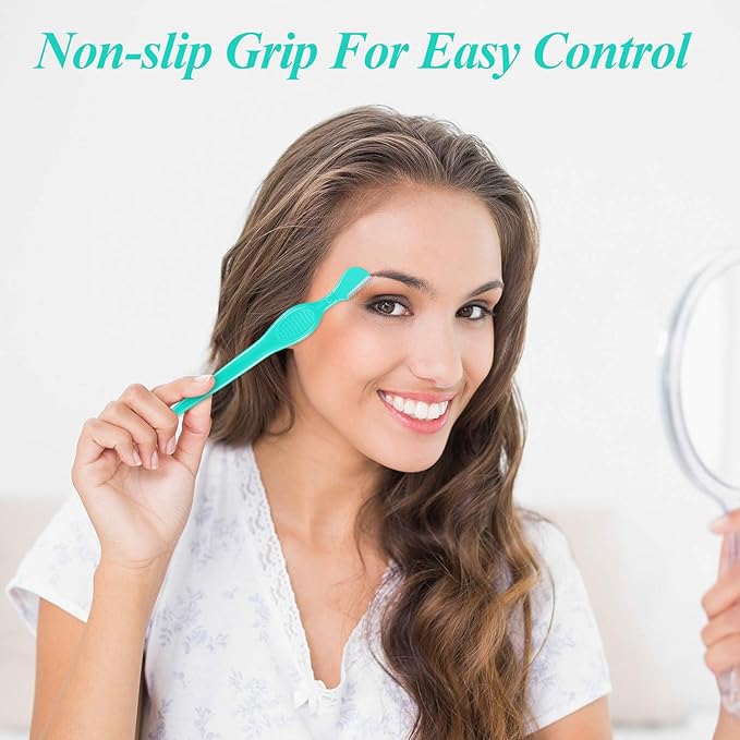 Mudder 21 Pcs Eyebrow Razor Eyebrow Shaver Facial Razor Multipurpose Face Trimmers with Precision Cover for Women Makeup Care Tools(Green, Blue, Yellow)