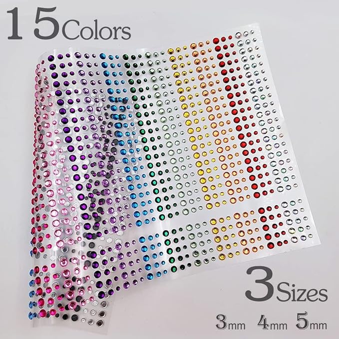 1450 Pieces Eye Face Gems White Pearls Self-Adhesive Rhinestone Stickers for Makeup, Rainbow Glitters Jewels Face Stickers, for DIY Nail Body Accessories