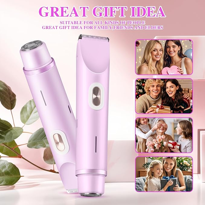 Glow Aura Womens Shaver, Bikini Trimmer for Women, Glow Aura Electric Razor, Comfort 2 in 1 Electric Lady Shaverr, Dual Head Groomer, Glowaura Womens Razor, GlowAura Bikini Shaver(Purple)