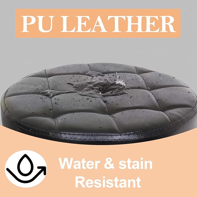 Urknall Round Rolling Stool on Wheels PU Leather - 400lb Capacity with Quiet Wheels, Ultra-Comfort Seat Stool with Wheels, 360° Swive Adjustable Height, for Salon Tattoo Work Home SPA Shop Use