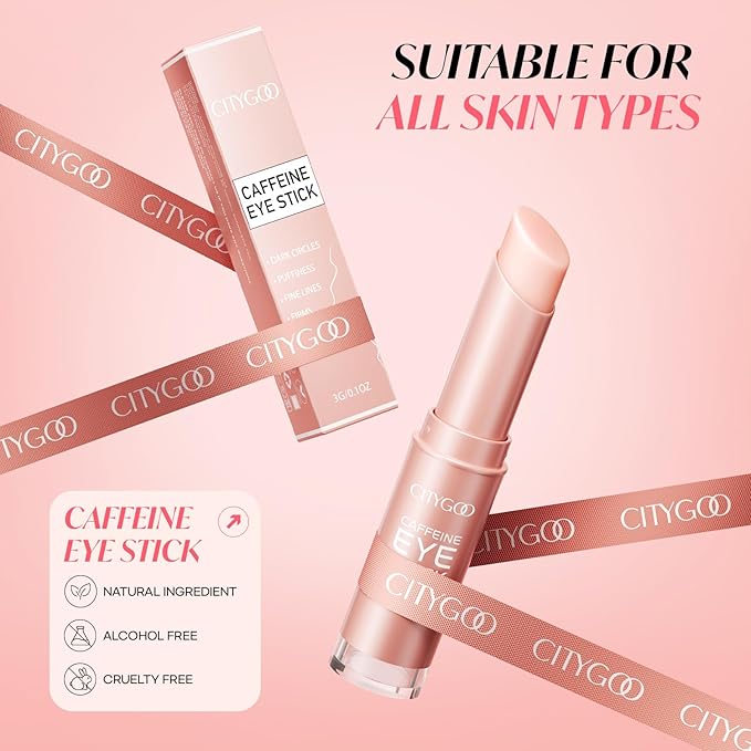 CITYGOO Caffeine Eye Cream Stick: Anti-Aging Firming & Moisturizing Balm for Dark Circles Puffiness & Eye Bags - Travel-friendly for Women (Caffeine Eye Cream, 1pcs)