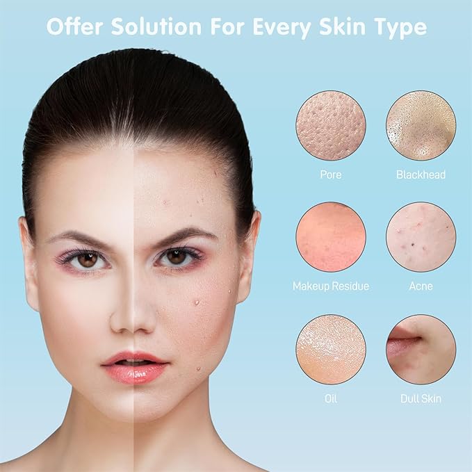 Microtree Electric Facial Cleansing Brush, Sonic Vibrating Rechargeable Face Scrubber Exfoliator, 2 Speeds for Gentle Clean, Face Wash Brush - No Rotation, Safe for All Skin Types