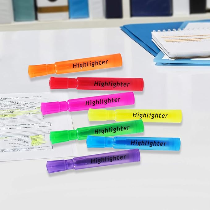 Aesthetic Highlighters 7 Pcs, Tank Style Highlighters Pastel Color, No Bleed Bible Highlighter Assorted Colors, Chisel Tip, Office School Supplies